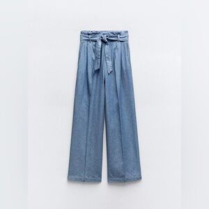 Zara High-Waisted Wide-Leg Denim Pants